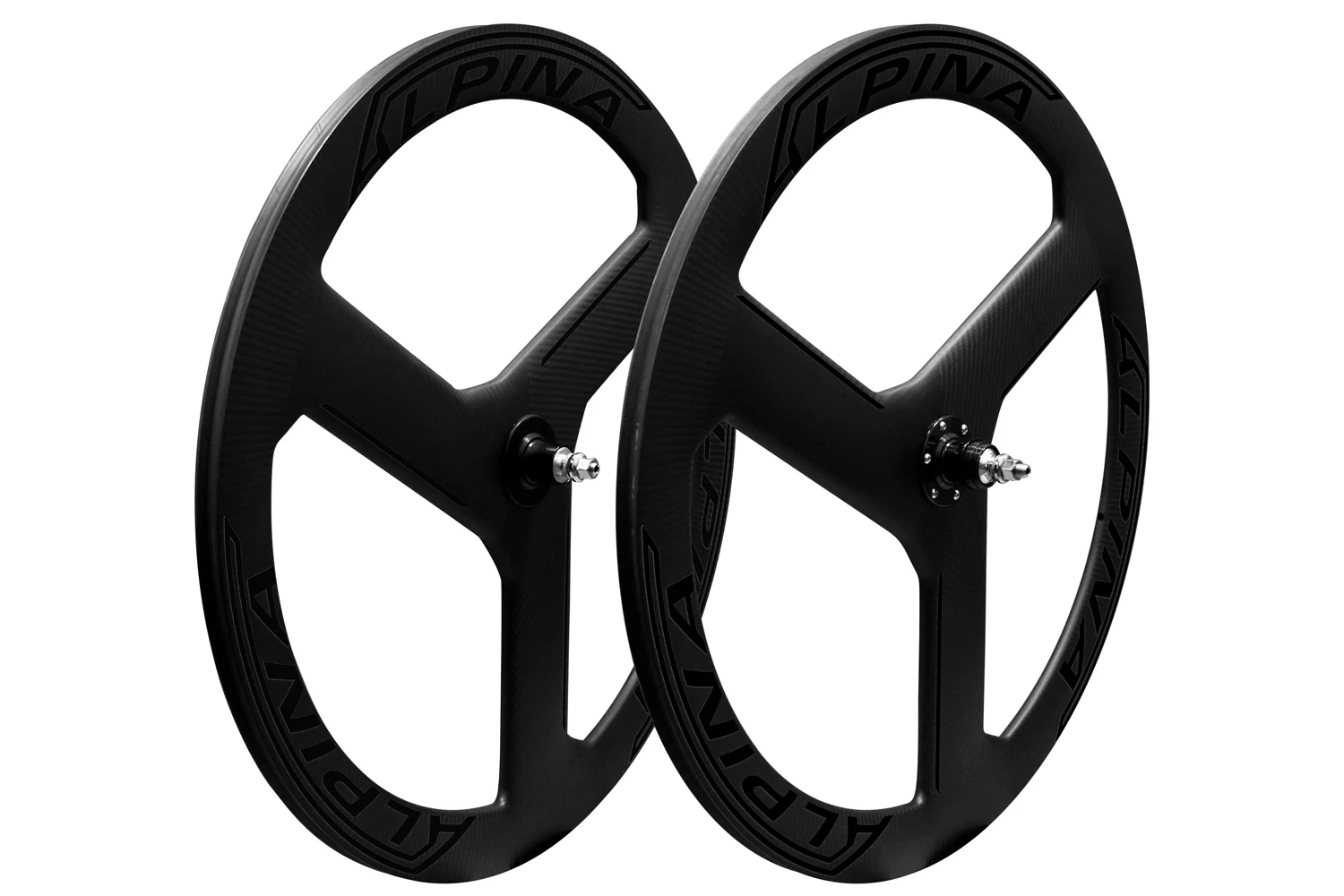 Alpina 3 Spoke Full Carbon Tubular Track Wheelset (Stealth) Pair 2 Alpina 3 Spoke Full Carbon Tubular Track Wheelset (Stealth) Pair - Image 2